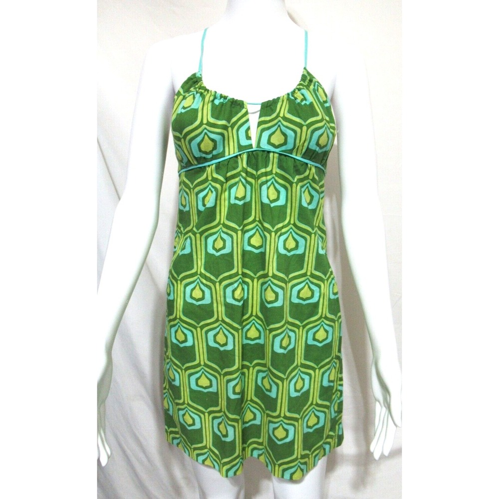 Johnny Martin Green Print Spaghetti Strap Mini Dress‎ Size 3 NWOT
